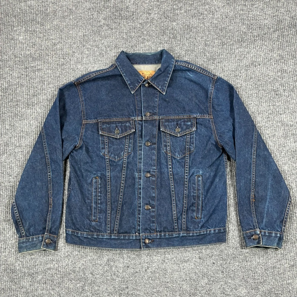 Gap Blue Jeans Womens Trucker Jacket Large Denim Dark Wash Button Front